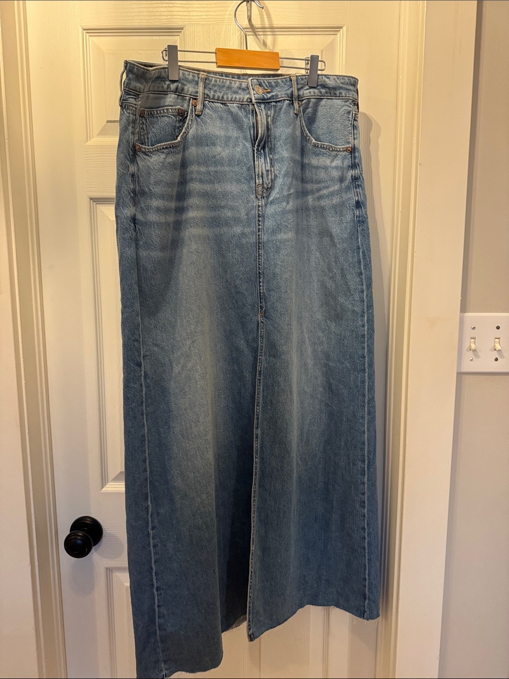 American Eagle Outfitters Light Blue Denim Maxi Skirt